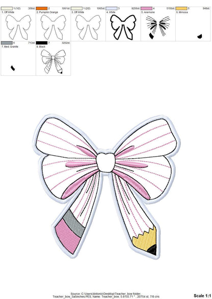 Teacher Pencil Bow Split Side Seam