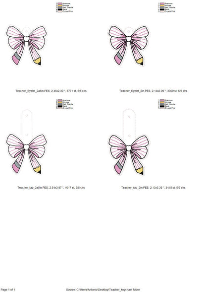 Teacher Pencil Bow Keychain