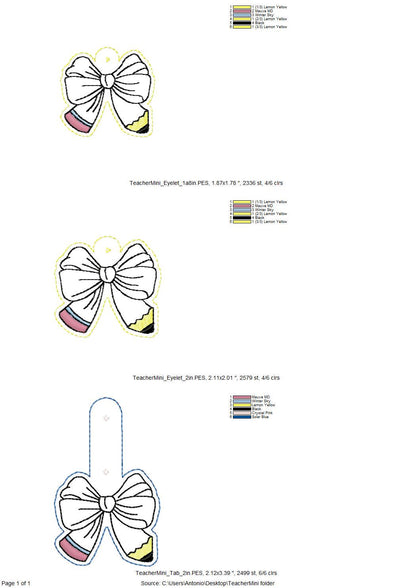 Teacher Pencil Bow Keychain ITH