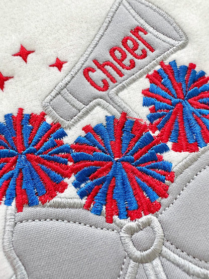 Cheer Sports Cheerleader pompoms easy to do Megaphone Bow Applique side seam Bow machine embroidery designs split seam Girly t-shirt - image 4