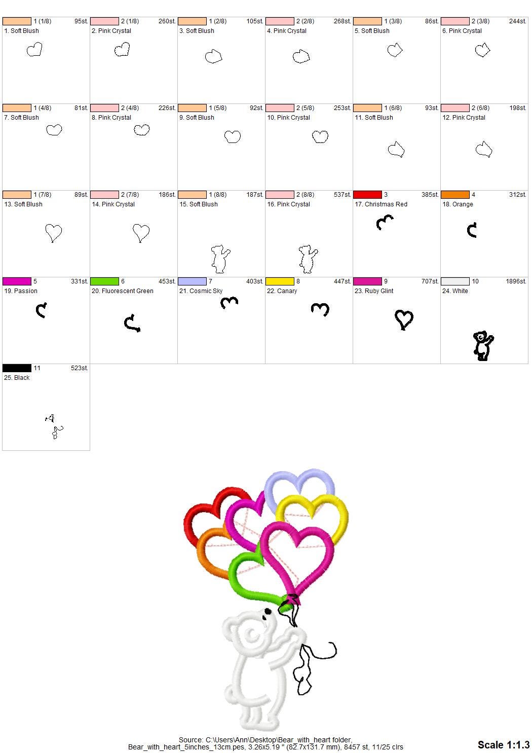 Teddy Bear with Heart Balloon Applique - image 4