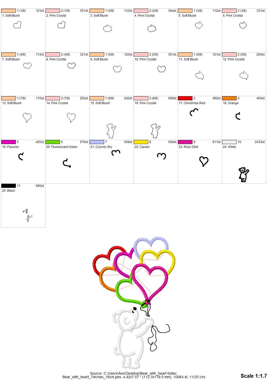 Teddy Bear with Heart Balloon Applique - image 7