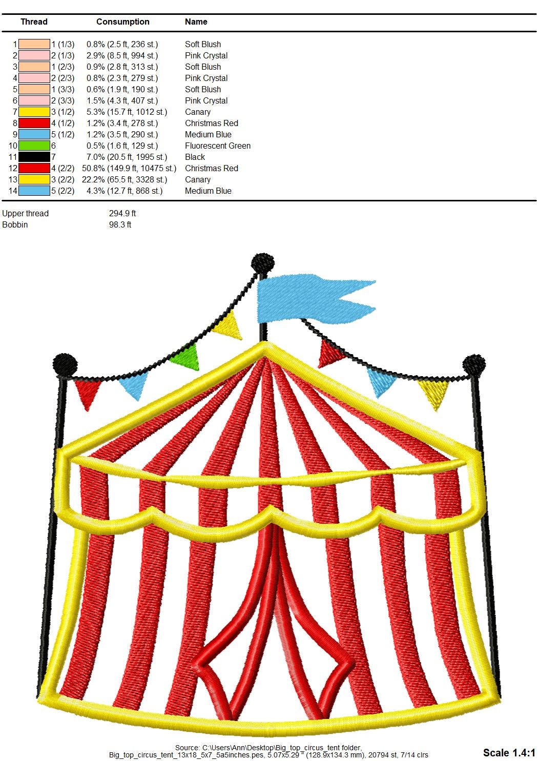 Top Circus Tent Applique - image 5