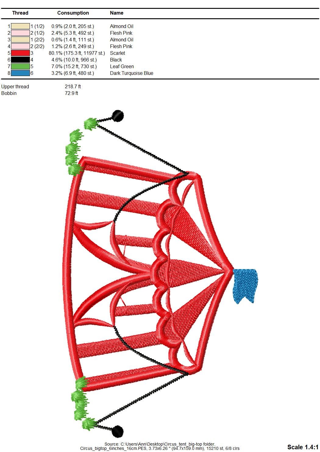 Big Top Circus Tent Applique - image 4