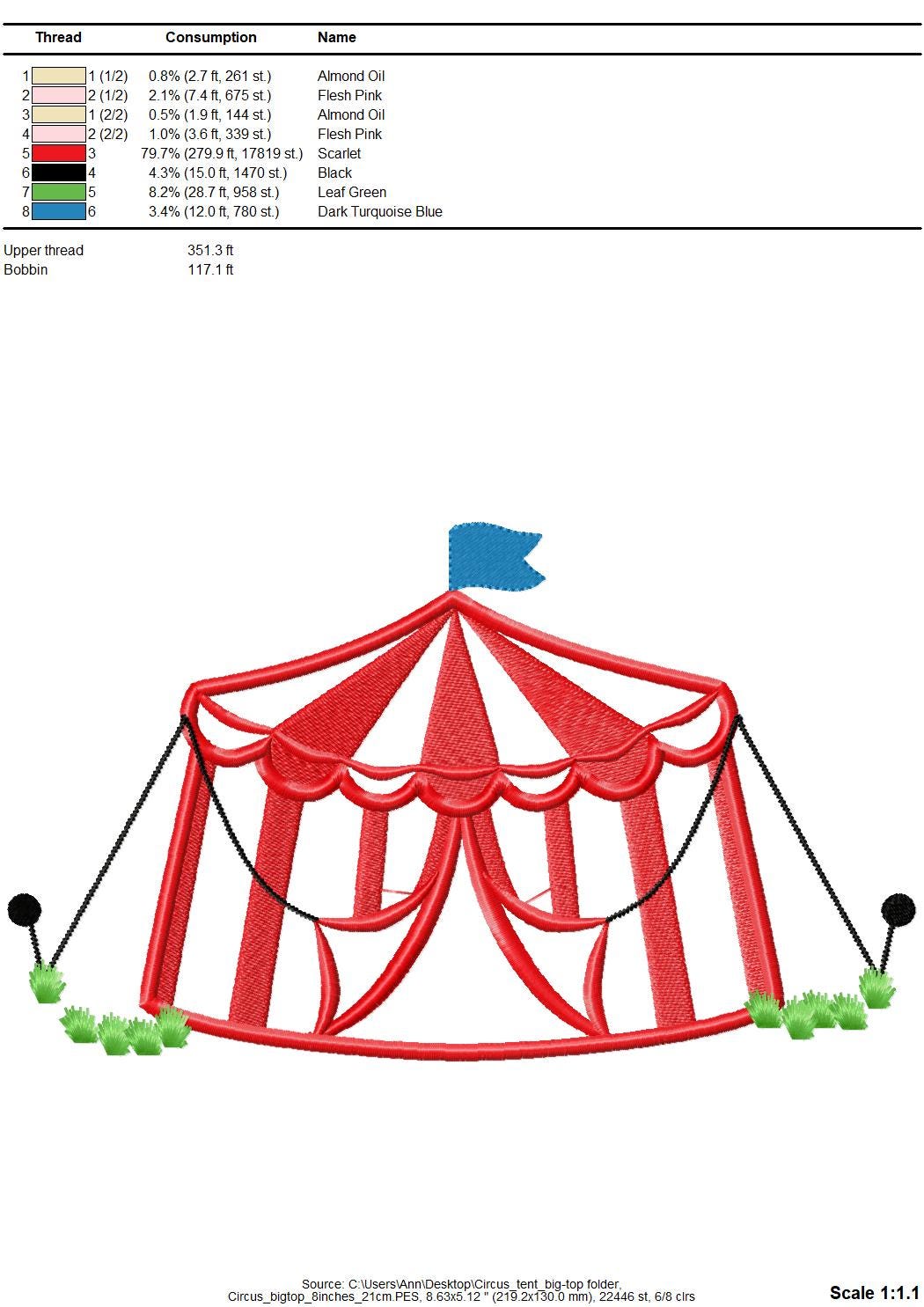 Big Top Circus Tent Applique - image 6
