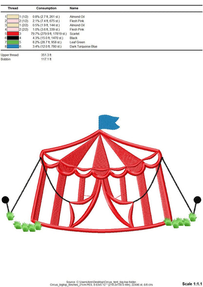 Big Top Circus Tent Applique - image 6