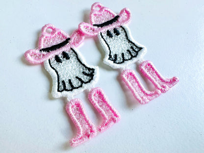 Adorable Ghost Cowboy Hat and Boots charm earrings FSL freestanding lace machine embroidery designs kids girls Halloween design in the hoop - image 4