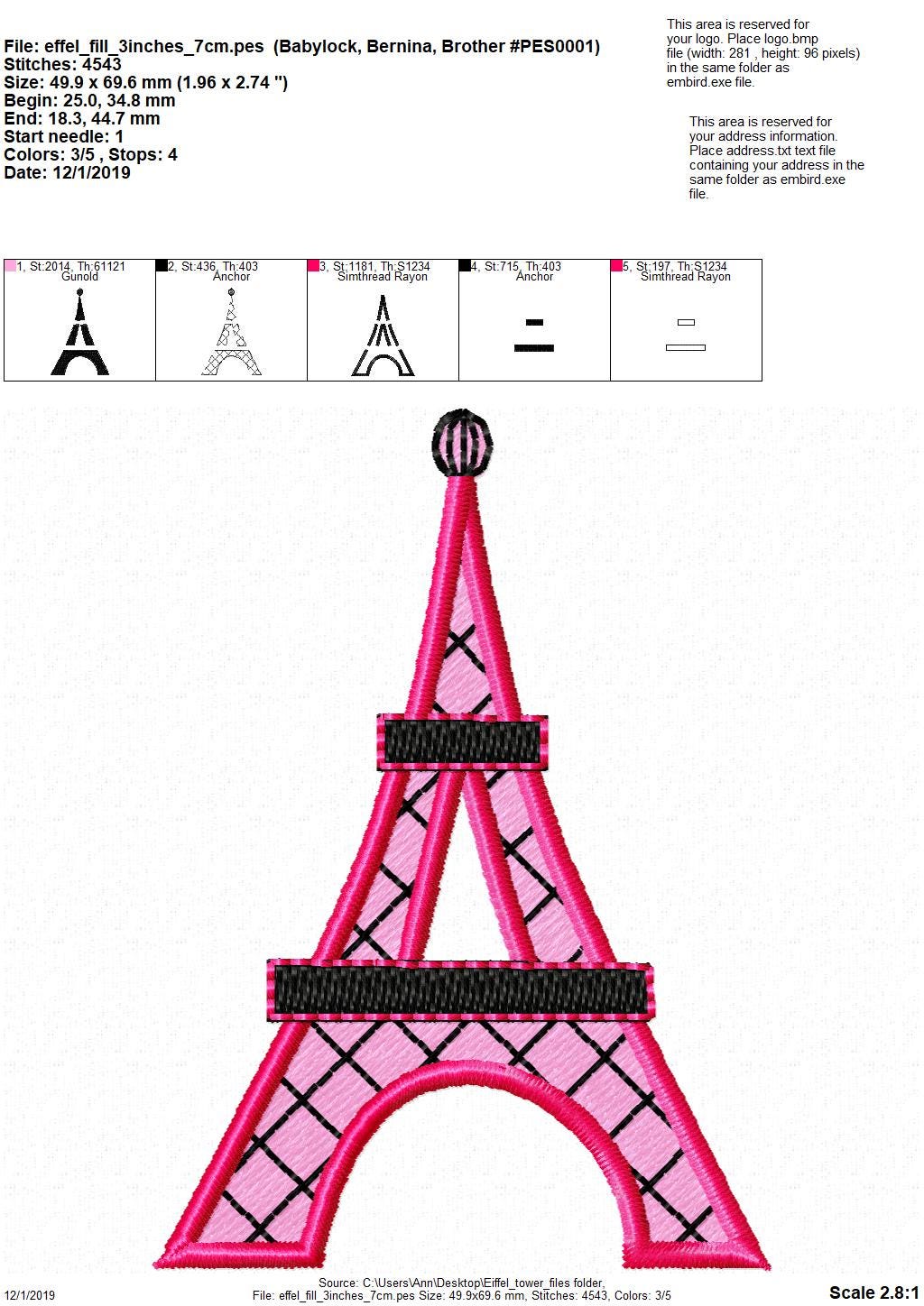 Eiffel Tower Fill Stitch and Applique - image 7
