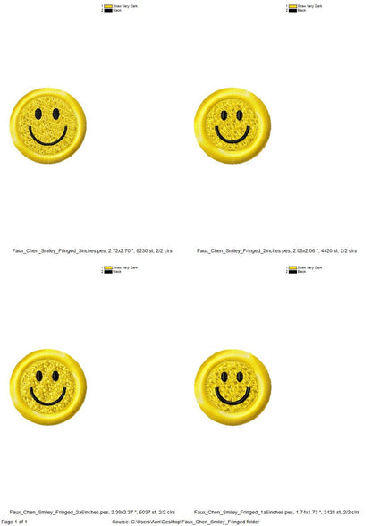 Small Fringed Happy Face, with Chenille effect  fuzzy happy face fringe in the hoop ITH machine embroidery designs sweatshirt cozy vibes - image 4