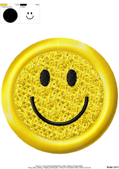 Small Fringed Happy Face, with Chenille effect  fuzzy happy face fringe in the hoop ITH machine embroidery designs sweatshirt cozy vibes - image 8