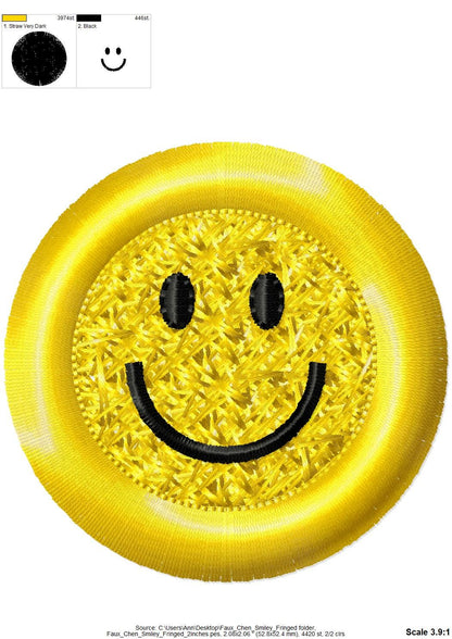Small Fringed Happy Face, with Chenille effect  fuzzy happy face fringe in the hoop ITH machine embroidery designs sweatshirt cozy vibes - image 6