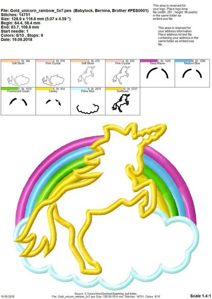Rainbow Unicorn Applique - image 3