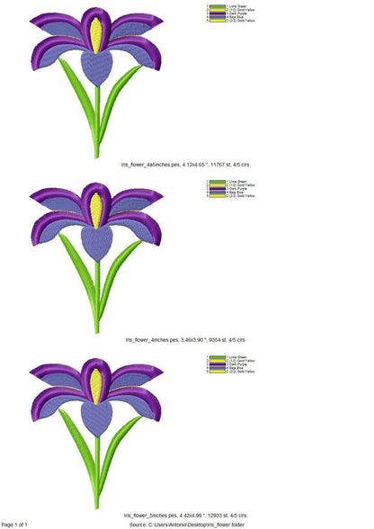 Fringed Fluffy Iris Flower single stem floral Fringe garden floral Iris machine embroidery designs instant download chenille fuzzy design - image 6