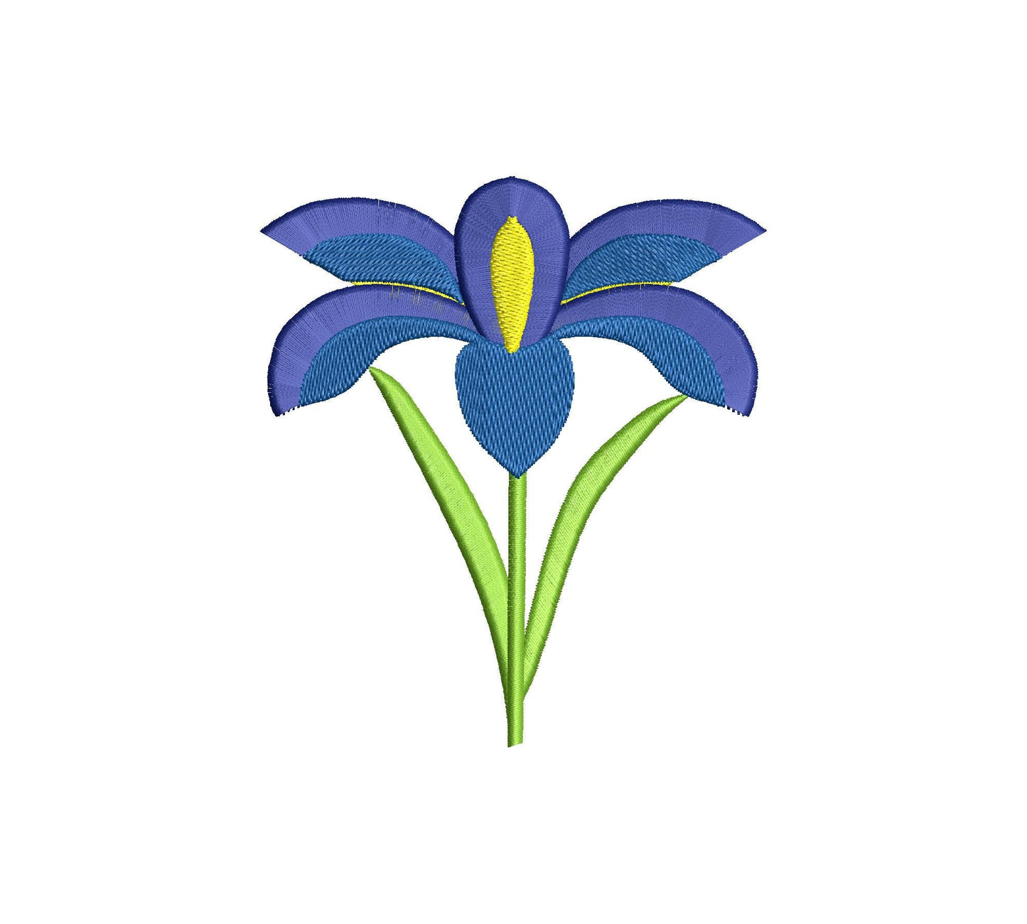 Fringed Fluffy Iris Flower single stem floral Fringe garden floral Iris machine embroidery designs instant download chenille fuzzy design - image 3