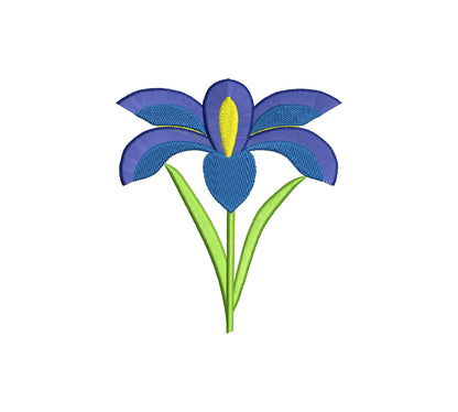 Fringed Fluffy Iris Flower single stem floral Fringe garden floral Iris machine embroidery designs instant download chenille fuzzy design - image 3