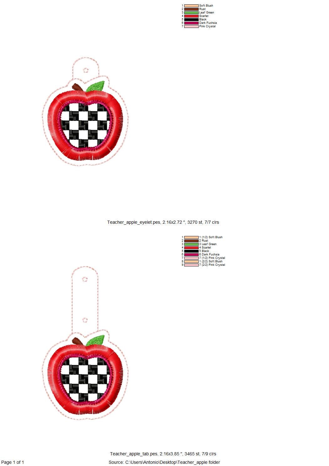 Checkered Fringed Apple Keychain
