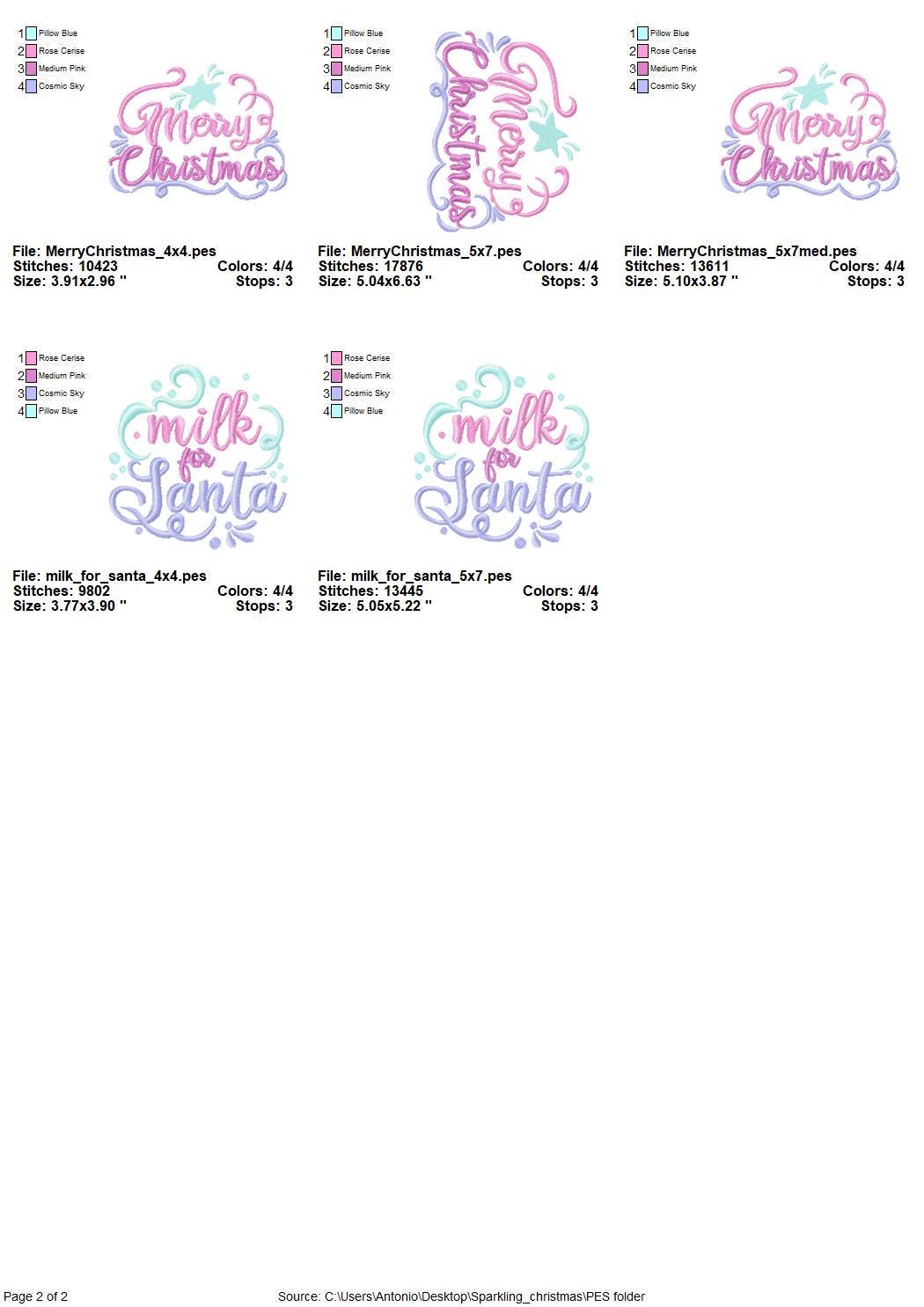 Sparkling Merry Christmas SET of 6 quotes saying machine embroidery designs Santa Claus quote kitchen napkin embroidery