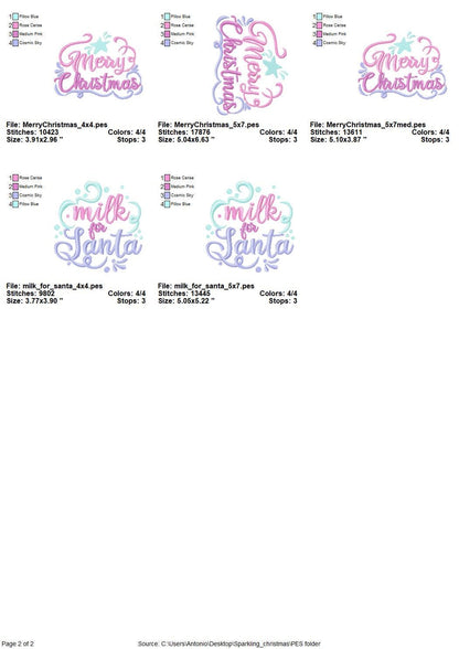 Sparkling Merry Christmas SET of 6 quotes saying machine embroidery designs Santa Claus quote kitchen napkin embroidery