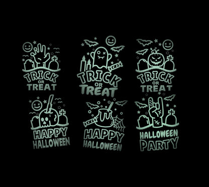Trick or treat Happy Halloween party SET of 6 Glow in the dark special thread machine embroidery designs spooky scare pumpkin Jack O Lantern