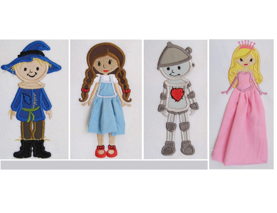 Wizard of Oz SET of 5 Dorothy Glinda Tin-man Applique Embroidery 4" 6" 7" 9" 5" 10" | PES DST JEF | Artapli