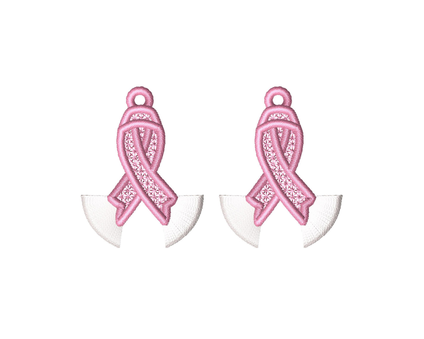 Fringed Pink Ribbon Earrings FSL