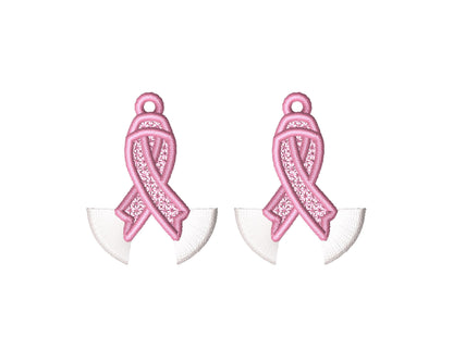 Fringed Pink Ribbon Earrings FSL