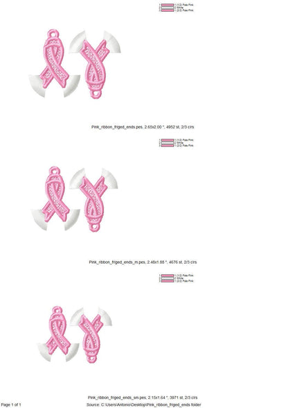 Fringed Pink Ribbon Earrings FSL