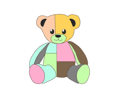 Cute little Patchwork Teddy Bear Applique machine embroidery designs baby kids girls boys soft Teddy design many sizes 4.5 up to 8 inches - image 5