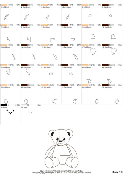 Cute little Patchwork Teddy Bear Applique machine embroidery designs baby kids girls boys soft Teddy design many sizes 4.5 up to 8 inches - image 7