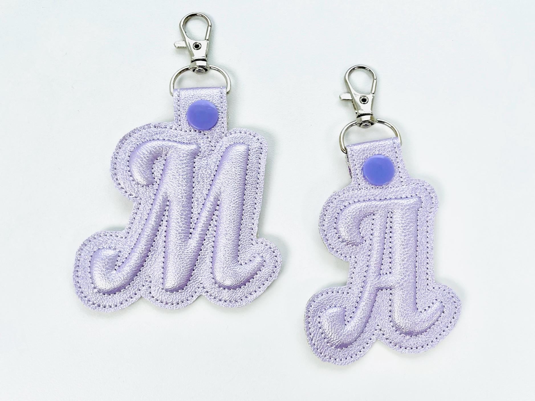 Puffy foam Key Fob snap tab and Eyelet Puff Monogram alphabet A-Z keychain simply in the hoop ITH gift idea machine embroidery designs - image 1