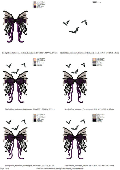 Halloween Spooky Bow split side seam cutout side bow fill stitch and lace effect machine embroidery designs  girls t-shirt sweatshirt design - image 5