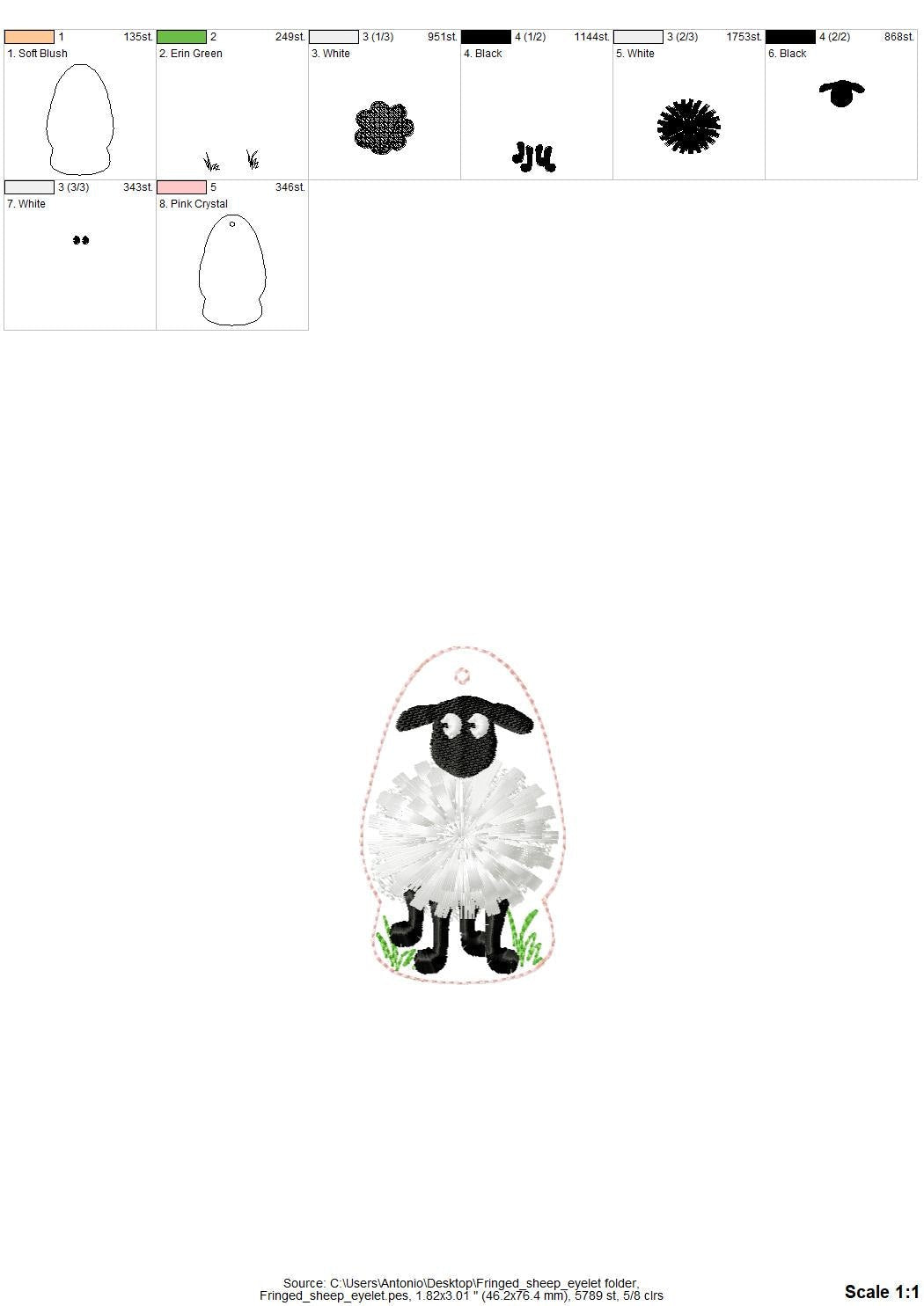 Fringed Fluffy Sheep Keychain