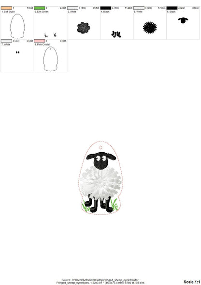 Fringed Fluffy Sheep Keychain