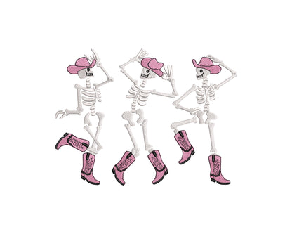 Dancing Skeletons Cowboy Hat Boots Cowgirl Skeleton girls Halloween machine embroidery designs sizes 7 up to 10 inches kids spooky design - image 3