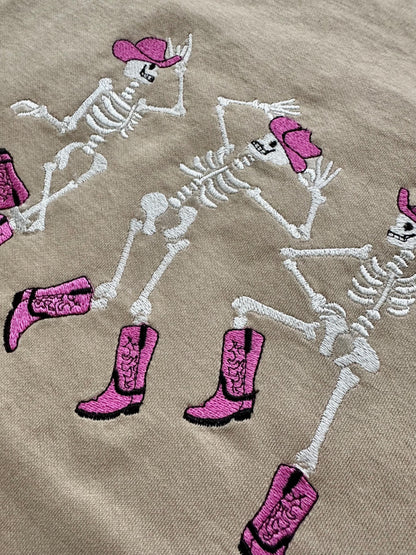 Dancing Skeletons Cowboy Hat Boots Cowgirl Skeleton girls Halloween machine embroidery designs sizes 7 up to 10 inches kids spooky design - image 6