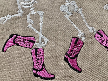 Dancing Skeletons Cowboy Hat Boots Cowgirl Skeleton girls Halloween machine embroidery designs sizes 7 up to 10 inches kids spooky design - image 7