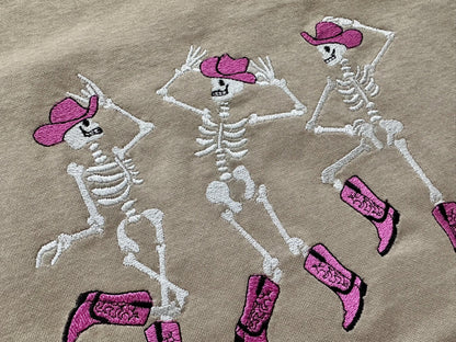 Dancing Skeletons Cowboy Hat Boots Cowgirl Skeleton girls Halloween machine embroidery designs sizes 7 up to 10 inches kids spooky design - image 8