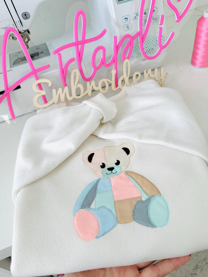 Cute little Patchwork Teddy Bear Applique machine embroidery designs baby kids girls boys soft Teddy design many sizes 4.5 up to 8 inches - image 4