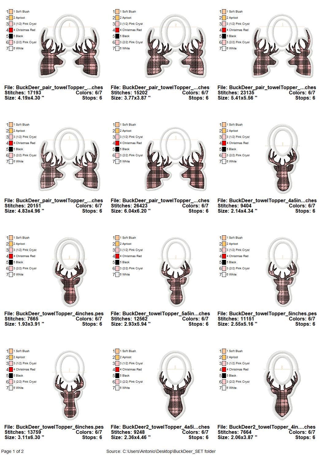 Buck Deer Towel Topper SET of 3