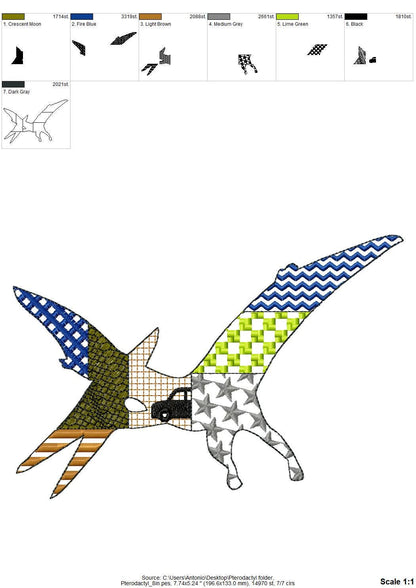Patchwork Pterodactyl Dinosaur
