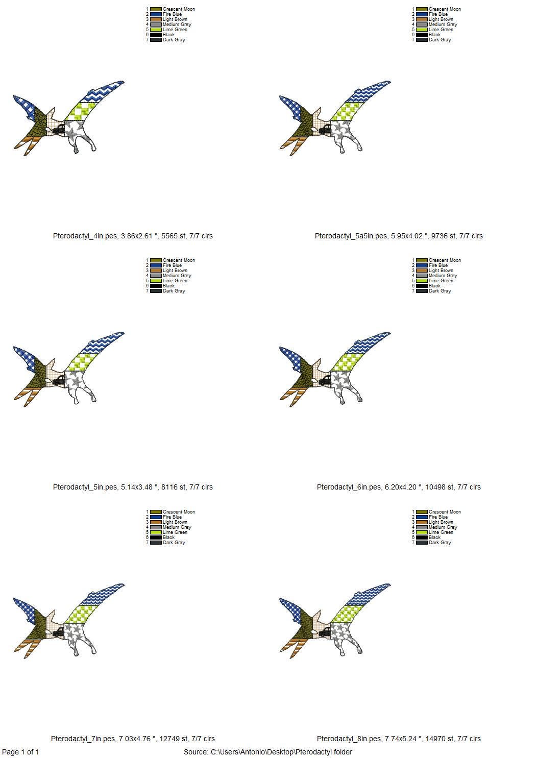 Patchwork Pterodactyl Dinosaur