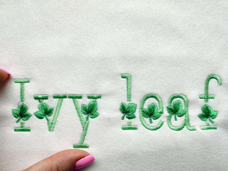 Satin stitch Ivy Leaf Font SET of 2 types Alphabet letters Floral Ivy Leaves Monogram machine embroidery designs mini sizes 1 up to 2 inch - image 1