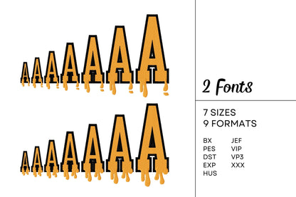 Halloween Spooky Melted FONT 2 styles Varsity Collegiate type kids best alphabet monogram machine embroidery designs fill stitch and outline - image 6