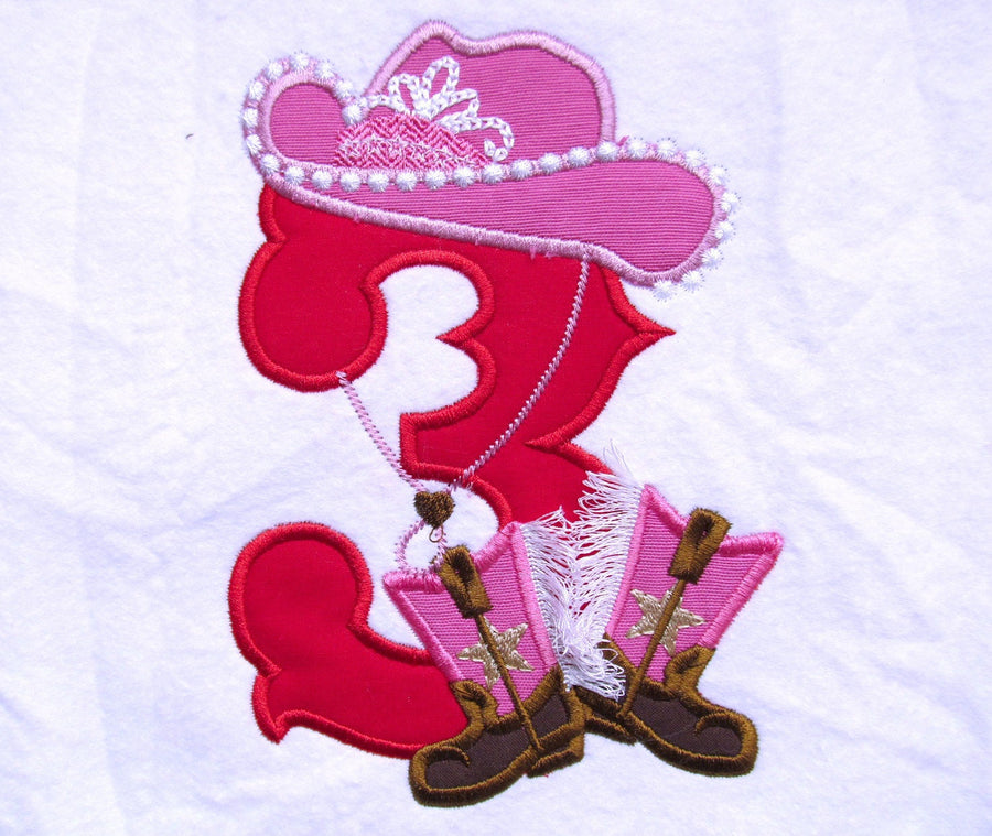 Cowgirl Birthday Numbers 1-9 Applique Embroidery 6" 7" 5" | PES DST JEF | Artapli