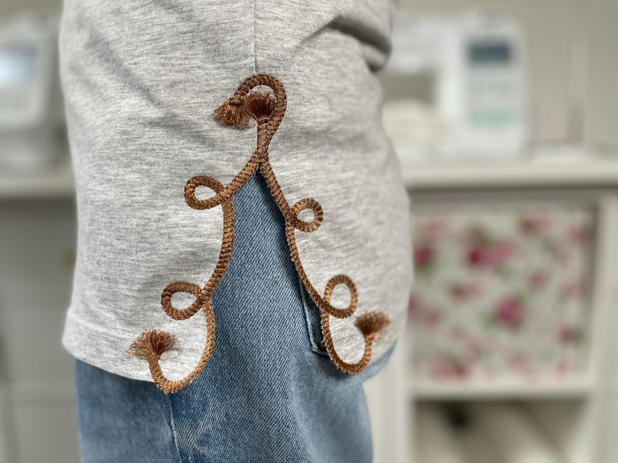 Cowboy Cowgirl Lasso Rope split side seam cutout side bow machine embroidery designs kids girls sweatshirt t-shirt outfit fringed tassel - image 1