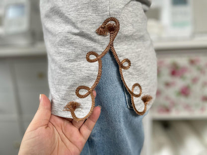 Cowboy Cowgirl Lasso Rope split side seam cutout side bow machine embroidery designs kids girls sweatshirt t-shirt outfit fringed tassel - image 3