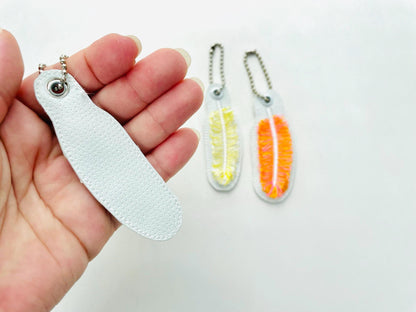 Fringed Fluffy Feather Eyelet and Key Fob Snap Tab simply in the hoop iridescent effect machine embroidery designs ITH keychain bag tag kids - image 4