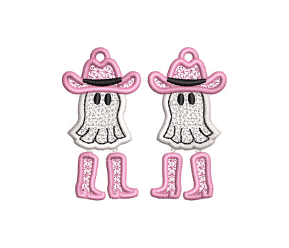 Adorable Ghost Cowboy Hat and Boots charm earrings FSL freestanding lace machine embroidery designs kids girls Halloween design in the hoop - image 7