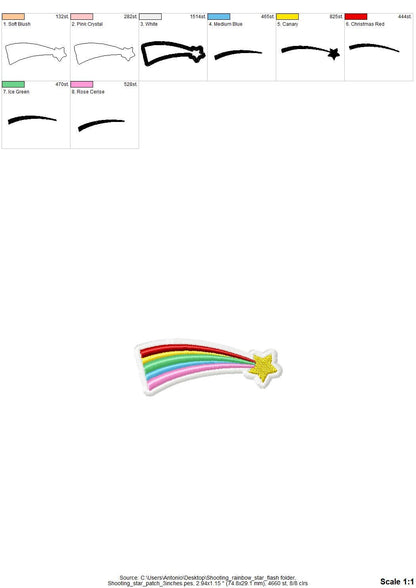 Rainbow and falling Star Flash Cloud – Kids embroidery design by Artapli
