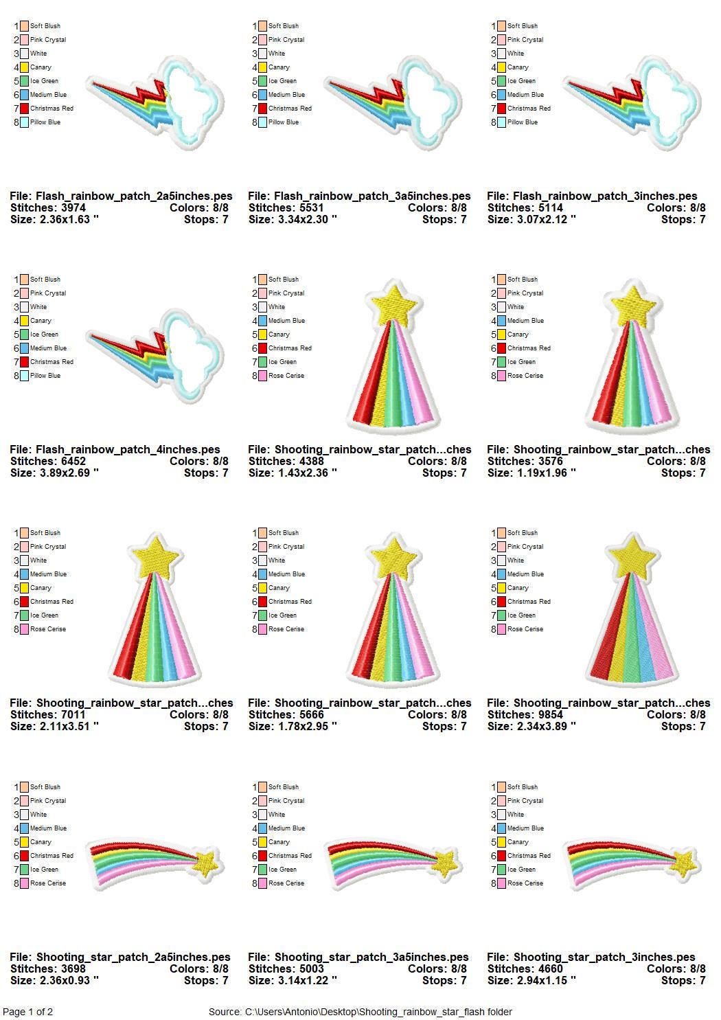 Rainbow and falling Star Flash Cloud patch – Instant Download | Artapli